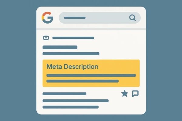 Google zoekresultaat met uitgelichte meta description in geel